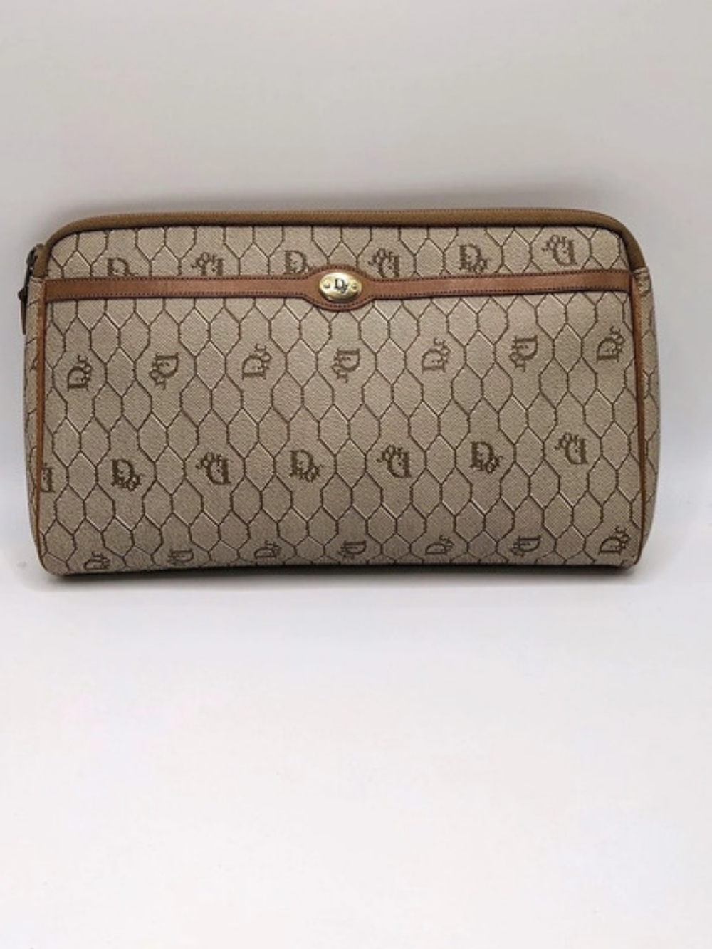 Vintage Christian Dior Honeycomb Monogram Clutch with COA